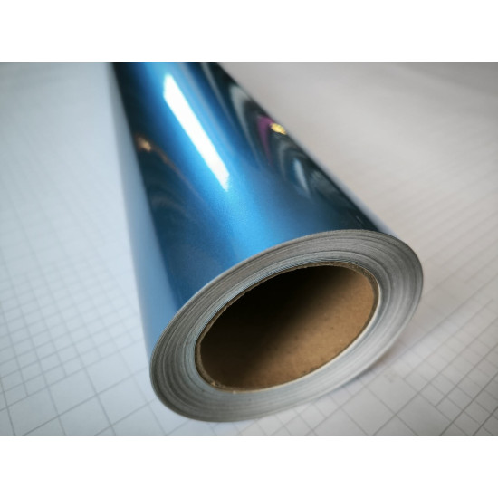Světle modrá lesklá metalická fólie