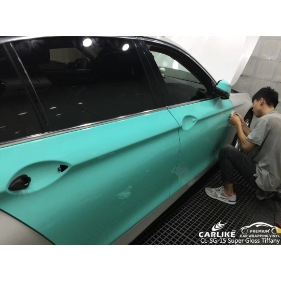 Tiffany modrá lesklá fólie CARLIKE