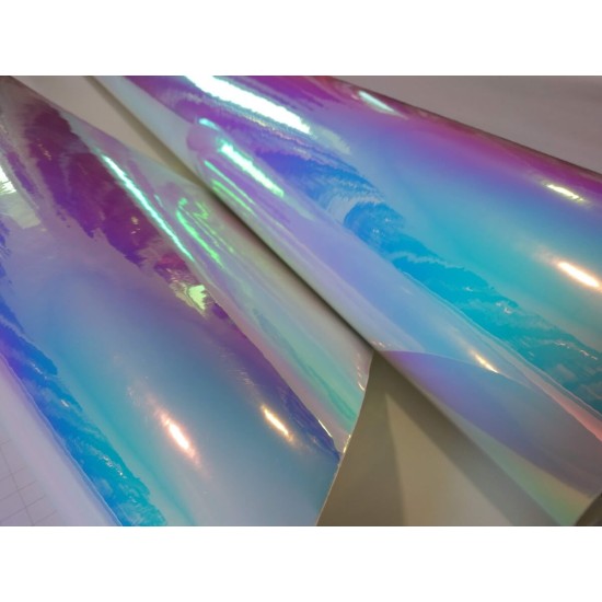 Duhová chromová fólie - modrá