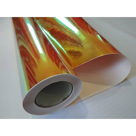 Duhová chromová fólie - oranžová