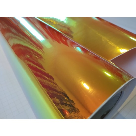 Duhová chromová fólie - oranžová