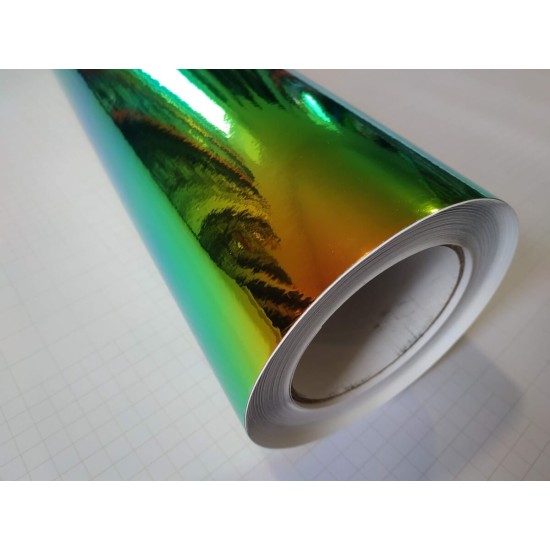 Duhová chromová fólie - zelená
