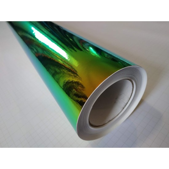 Duhová chromová fólie - zelená