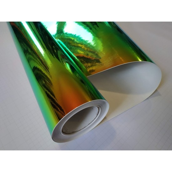 Duhová chromová fólie - zelená
