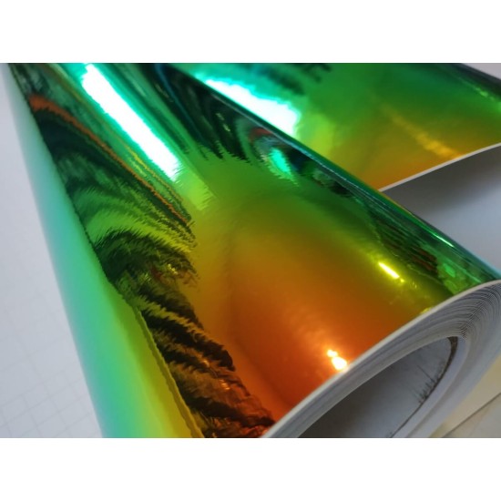 Duhová chromová fólie - zelená