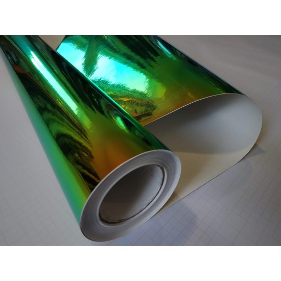 Duhová chromová fólie - zelená
